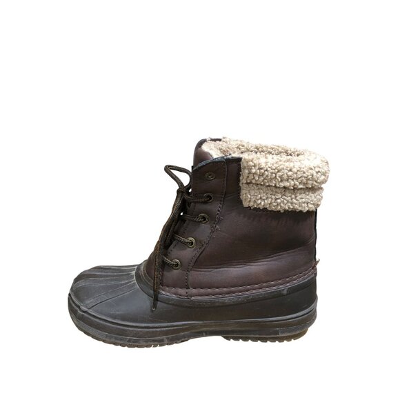Nautica Danube Snow Winter Duck Boots Kids 3 Brown Faux Leather Sherpa-Lined - Picture 6 of 12